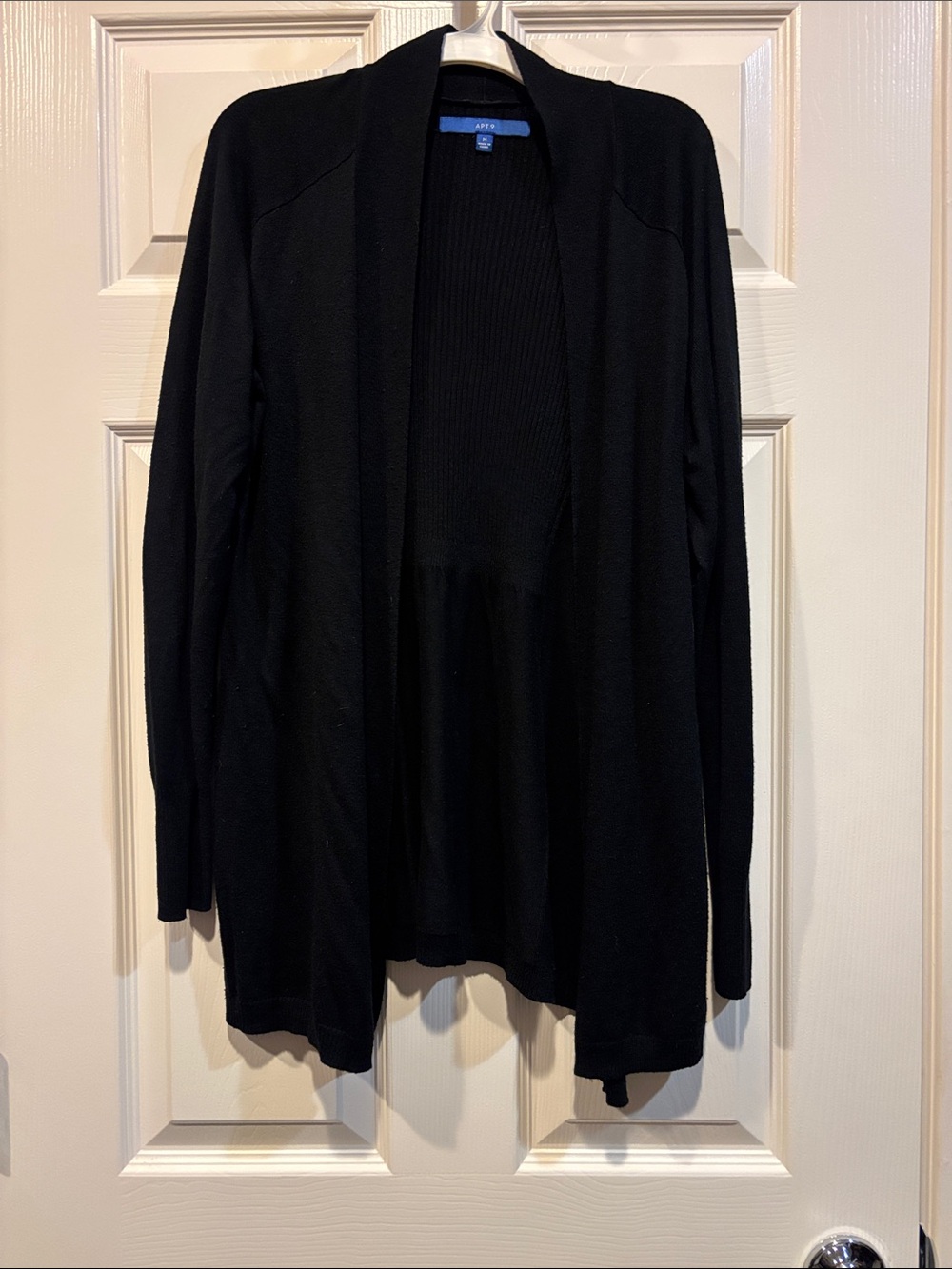 Apt. 9 Black Open-Front Lightweight Cardigan